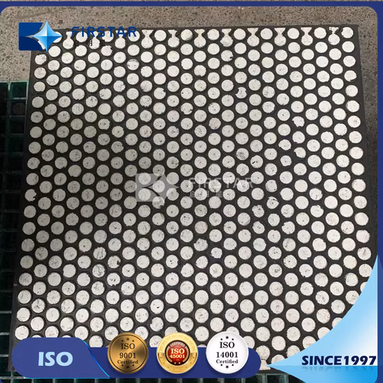 Износостойкий керамический вкладыш с резиновой подложкой, горячая вулканизация, из оксида алюминия или керамики ZTA.